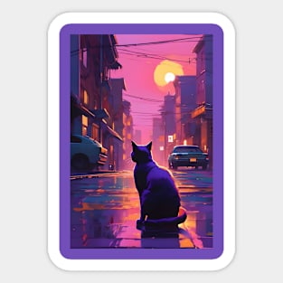 Cat in sunset Sticker